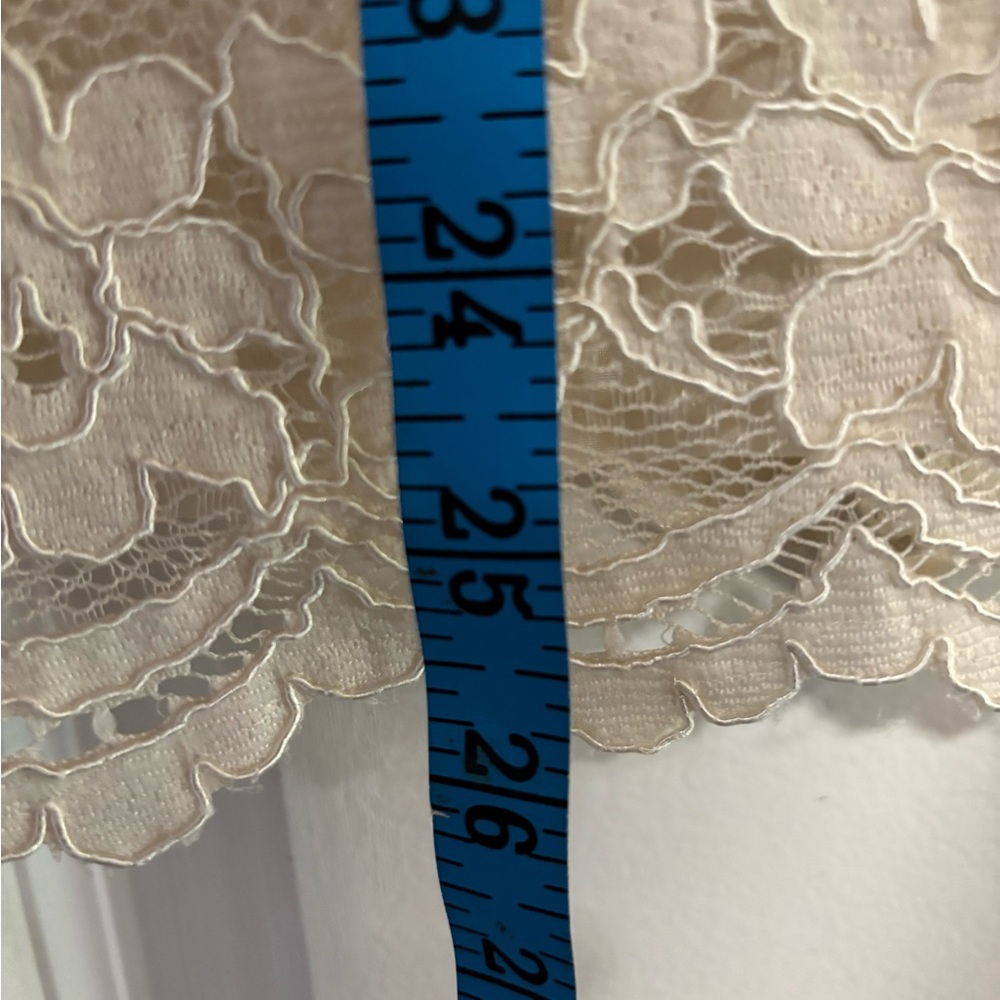 Talbots Cream Lace Top with Velvet Trim, size Large - Picture 7 of 7
